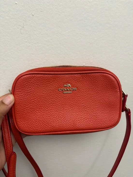 Coach Red Pebbled Leather Camera Crossbody Bag - Picture 2 of 4